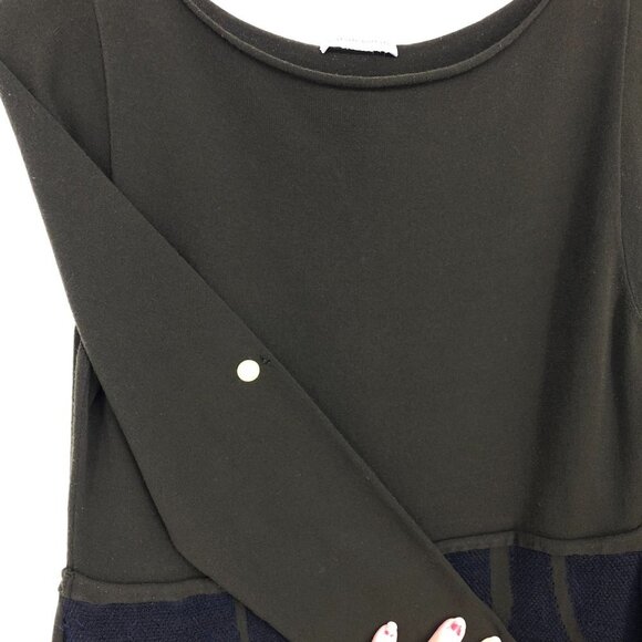 Sarah Pacini Two-Tone Moss Green & Black Long Sleeve Midi Dress size ~L - Picture 6 of 11